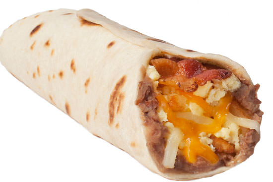 Bacon and Egg Taco with Bean and Cheese